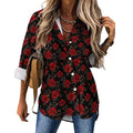 Baha Ranch Colores De Mexico Rose Floral Button Up Blouse