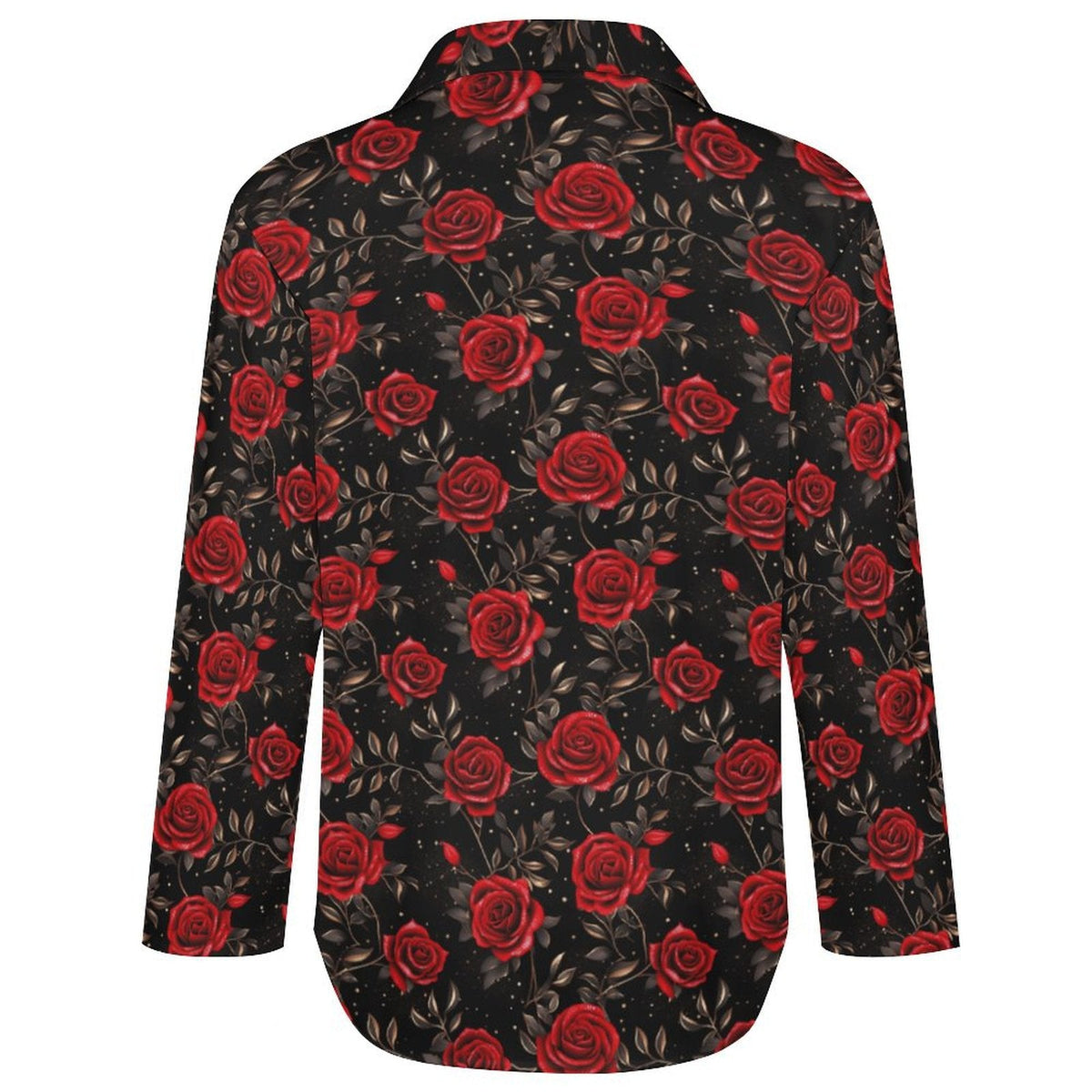 Colores De Mexico Romantic Red Roses Button Up Blouse