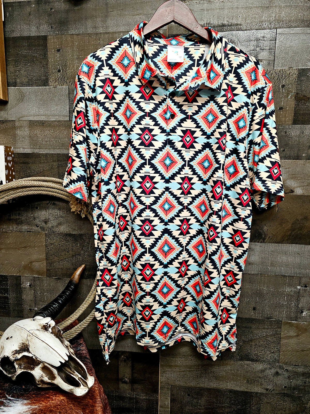 Baha Ranch Colorado Aztec Men's Western Polo Shirt