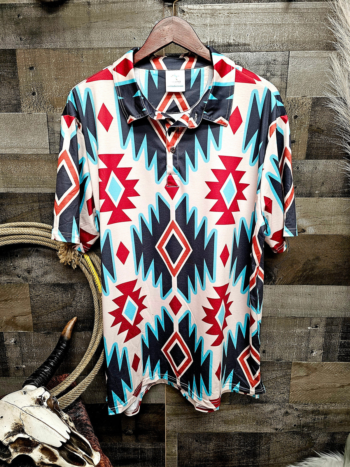 Baha Ranch California Aztec Men's Western Polo Shirt