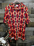 Baha Ranch Fire Aztec Men's Western Polo Shirt