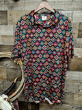 Baha Ranch Diamond Aztec Men's Western Polo Shirt