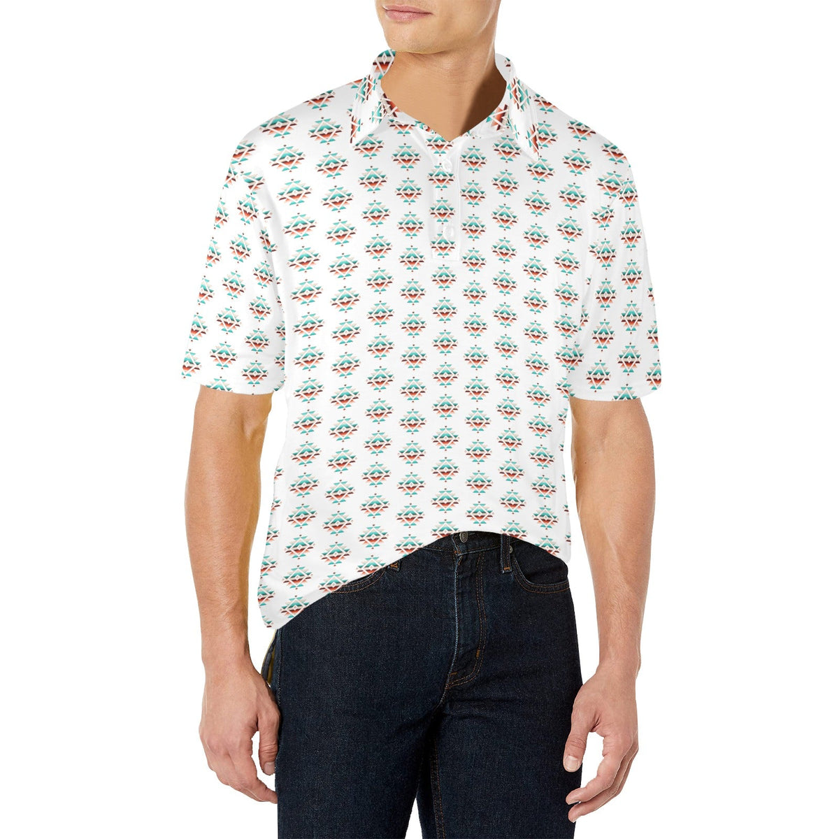 Baha Ranch Serape Aztec Polo Style Shirt