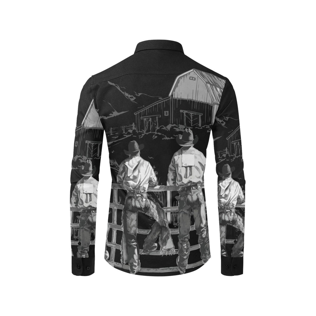 Baha Ranch Sepia Cowboy Ranch Long Sleeve Button Up Arena Shirt